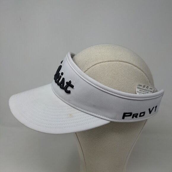 Titleist Men's Strapback Sun Visor Hat White Embroidered Logo Polyester Blend - Picture 3 of 9